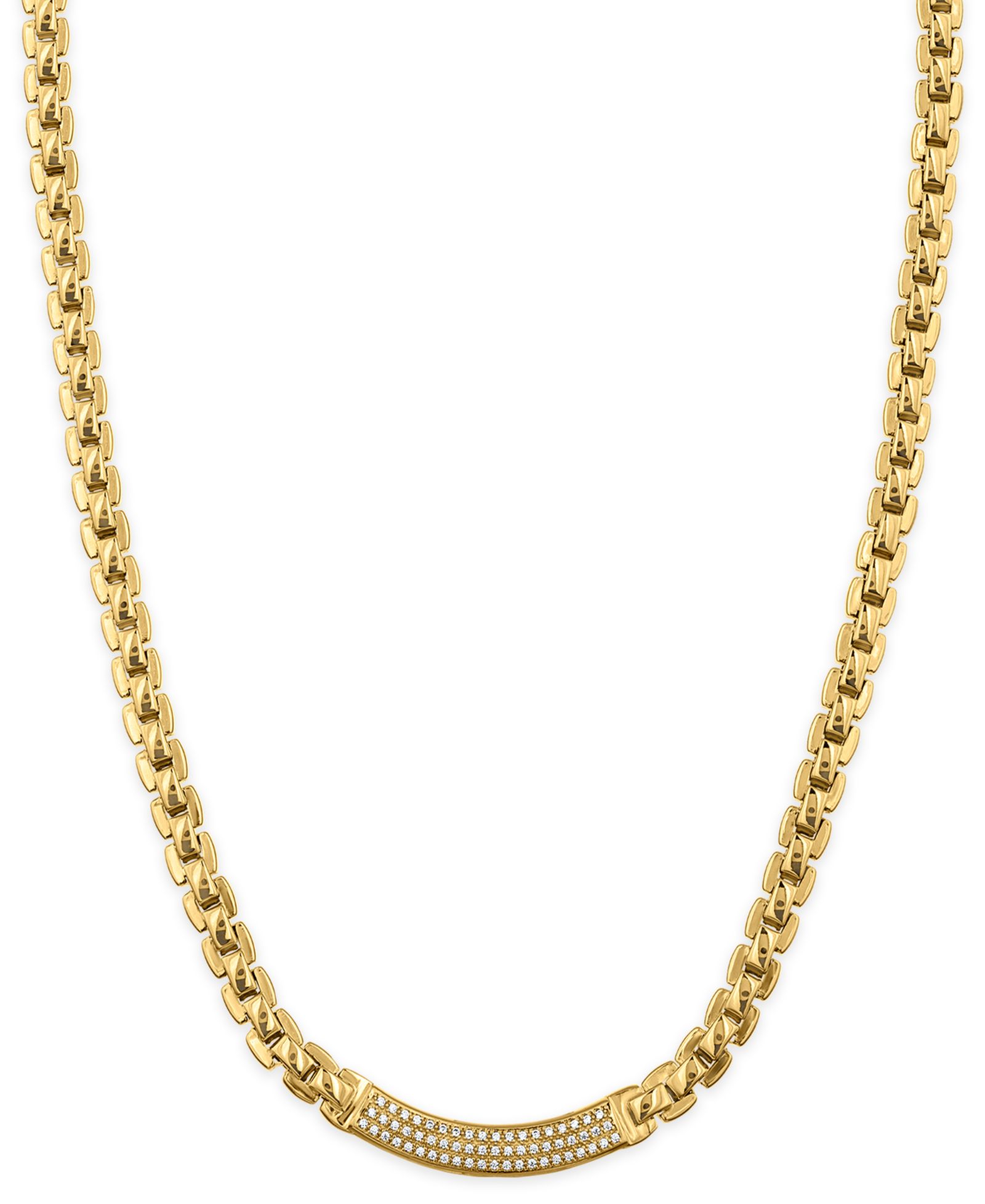 Macy's ожерелье Box Chain с бриллиантом (1/3 ct. t.w.), золото 14k поверх стерлингового серебра