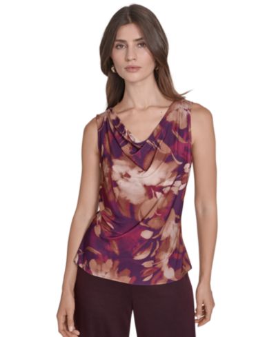 Женский топ Halston с принтом и воротником cowl neck