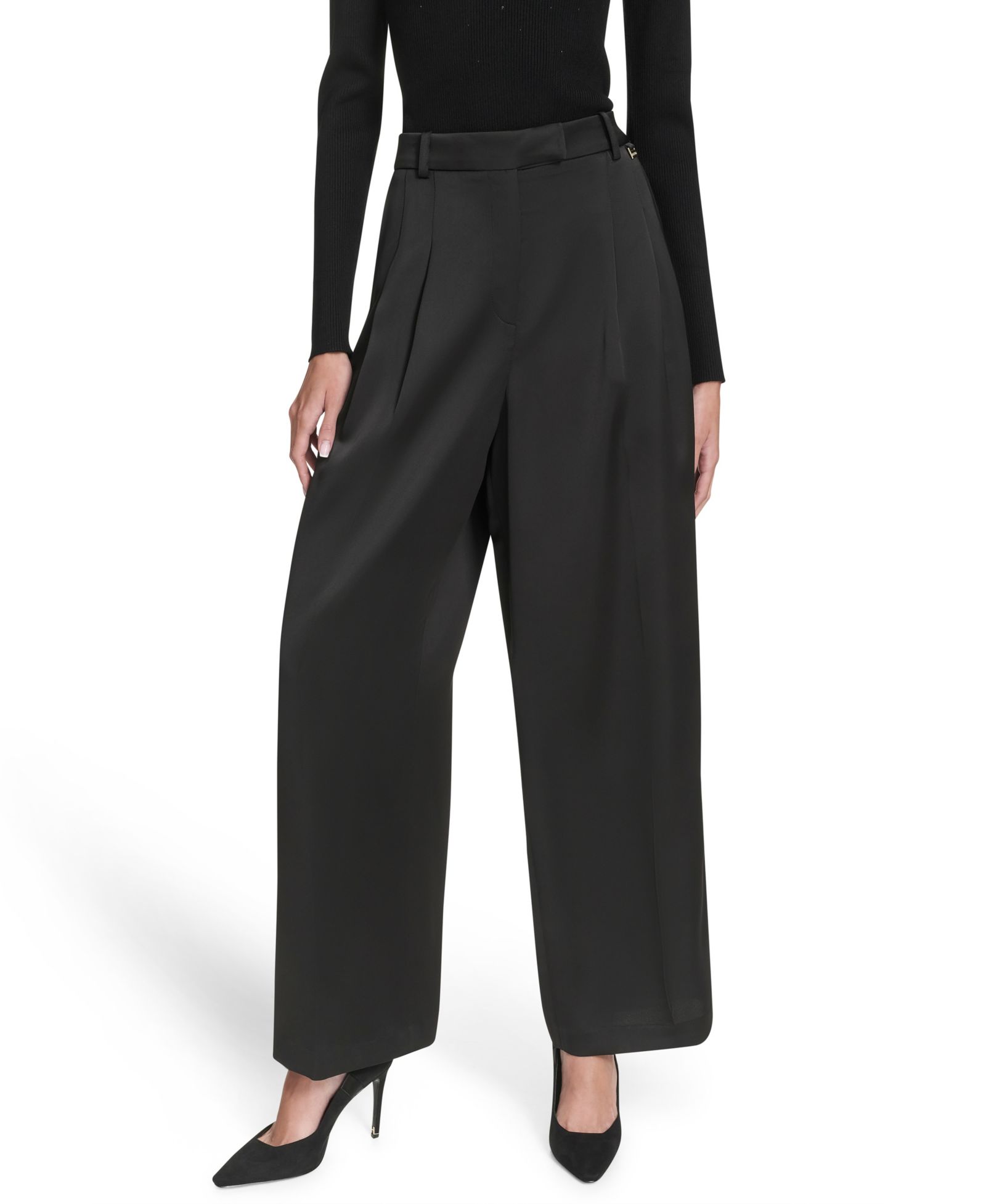 Halston Women's Mid Rise Pleated Trousers