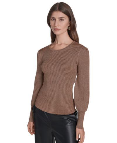 Halston Women's Crewneck Puff Sleeve Sweater