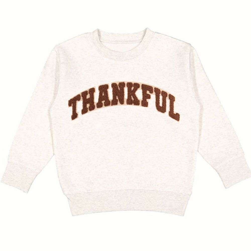 Sweet Wink Boys Thankful Patch Varsity Thanksgiving Sweatshirt