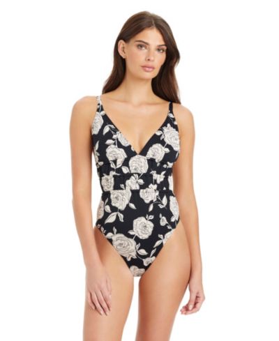 Sanctuary Women's Among Roses V-Neck One-Piece Swimsuit