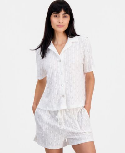 Женская рубашка J Valdi Short-Sleeve Button-Down Swim Cover-Up