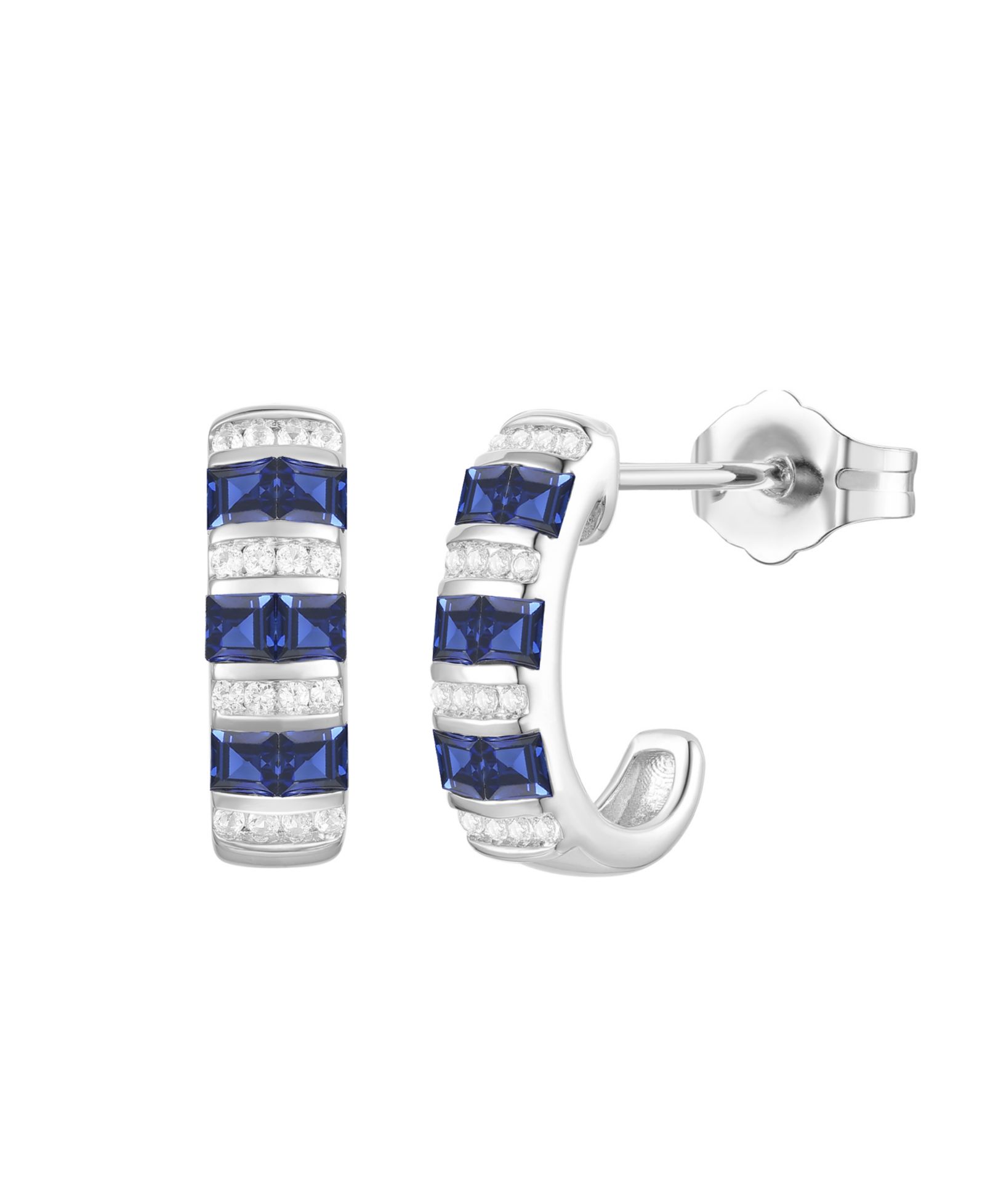 Macy's Lab-Grown Ruby (5/8 ct. t.w.) & White Sapphire (1/6 ct. t.w.) Earring in 14k Gold Over Sterling Silver (also in Emerald & Sapphire)