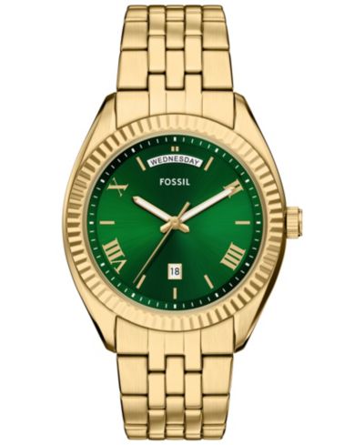 Fossil Мужские часы Campbell Three-Hand Gold-Tone Stainless Steel, 42mm