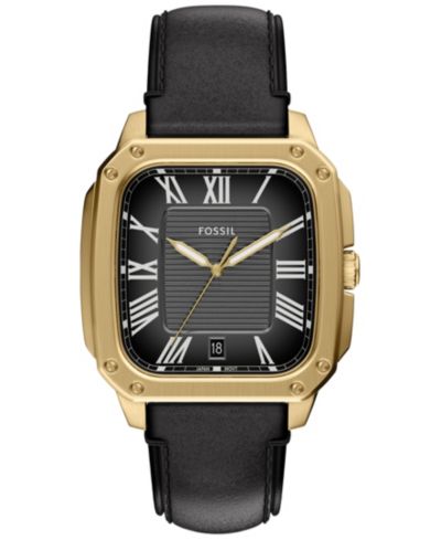 Мужские кожаные часы Fossil Crosby Black, 42mm