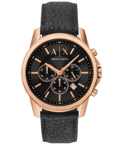 A|X Armani Exchange Мужские хронограф часы из черной резины, 44mm