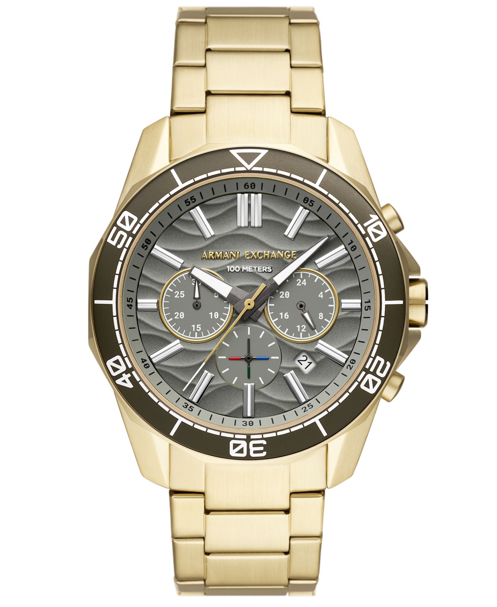 A|X Armani Exchange Мужские хронограф часы Gold-Tone Stainless Steel, 44mm