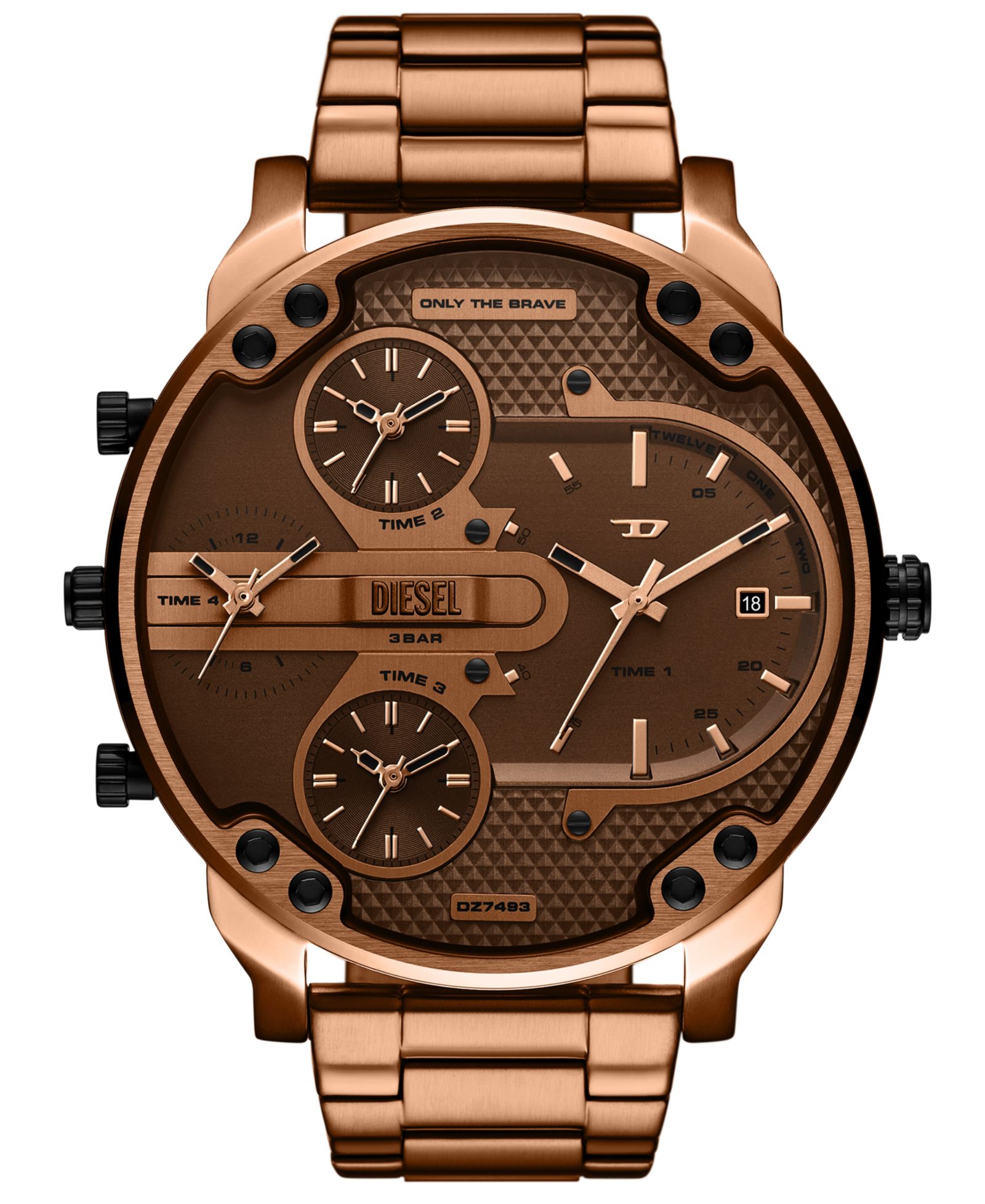 Diesel Men's Mr. Daddy Slim Quartz Three-Hand Date Brown Stainless Steel Watch, 54mm