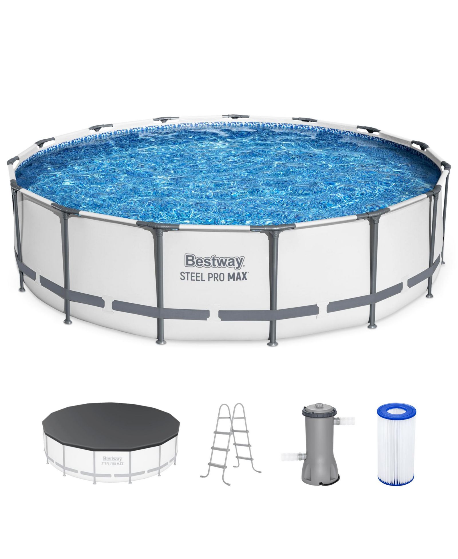 Bestway Steel Pro MAX 15'x42" Round Above Ground Swimming Pool with Pump & Cover