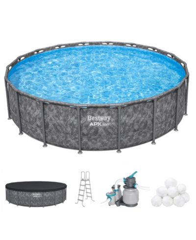 Bestway APX 365 набор круглого наземного бассейна с насосом и лестницей, 18'x52"