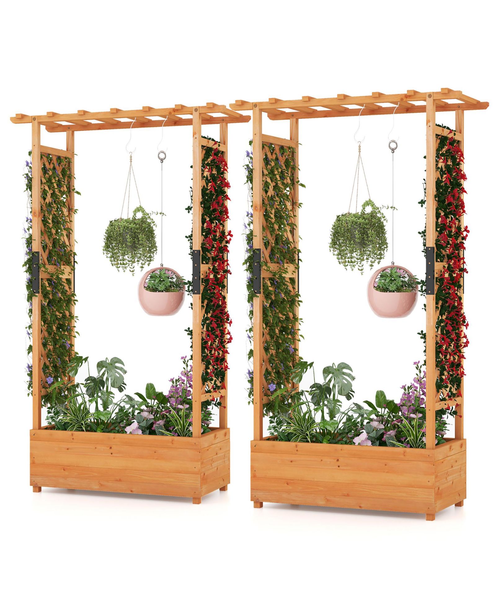 Вертикальный контейнер Gymax 2PCS Raised Garden Bed Vertical Plant Container for Vine Climbing Plant Flower