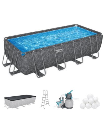 Набор прямоугольного надземного бассейна Bestway APX 365, 18' x 9' x 52", Gray