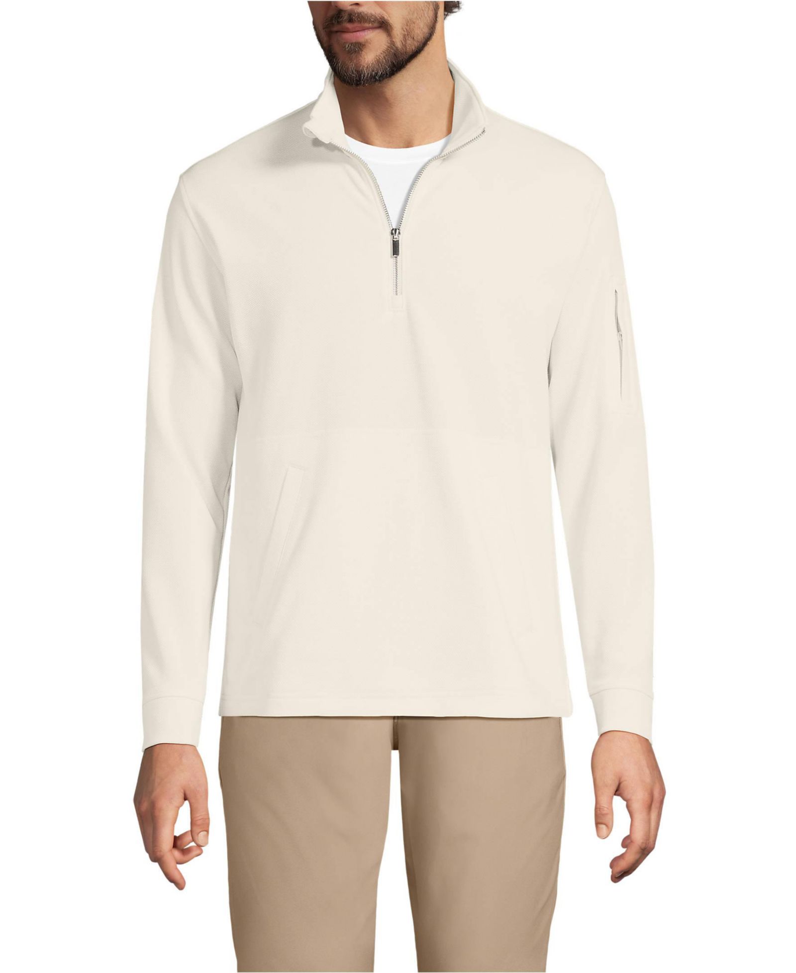 Мужская джерси Lands' End Long Sleeve Cooling Performance Pique Quarter Zip