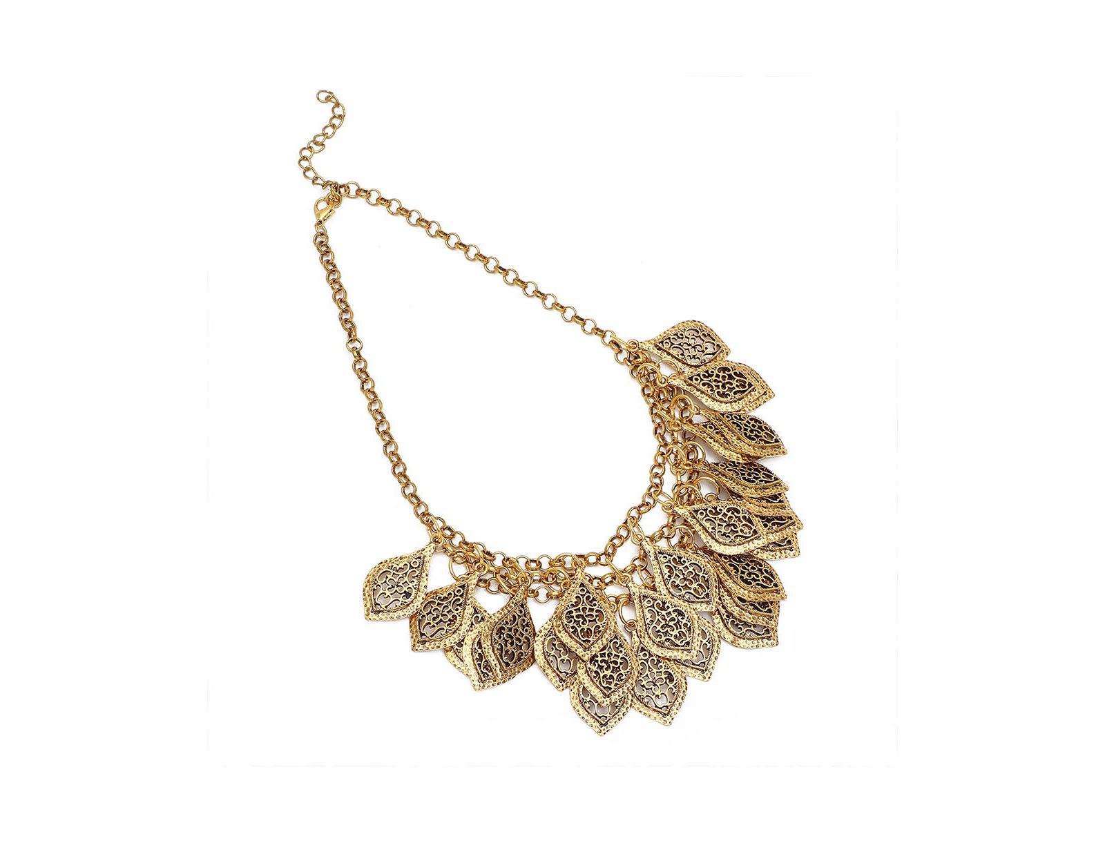 Колье SOHI Gold Leaf Statement, золотистое