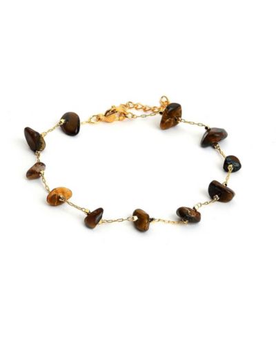 SOHI Brown Stone Chain Anklet