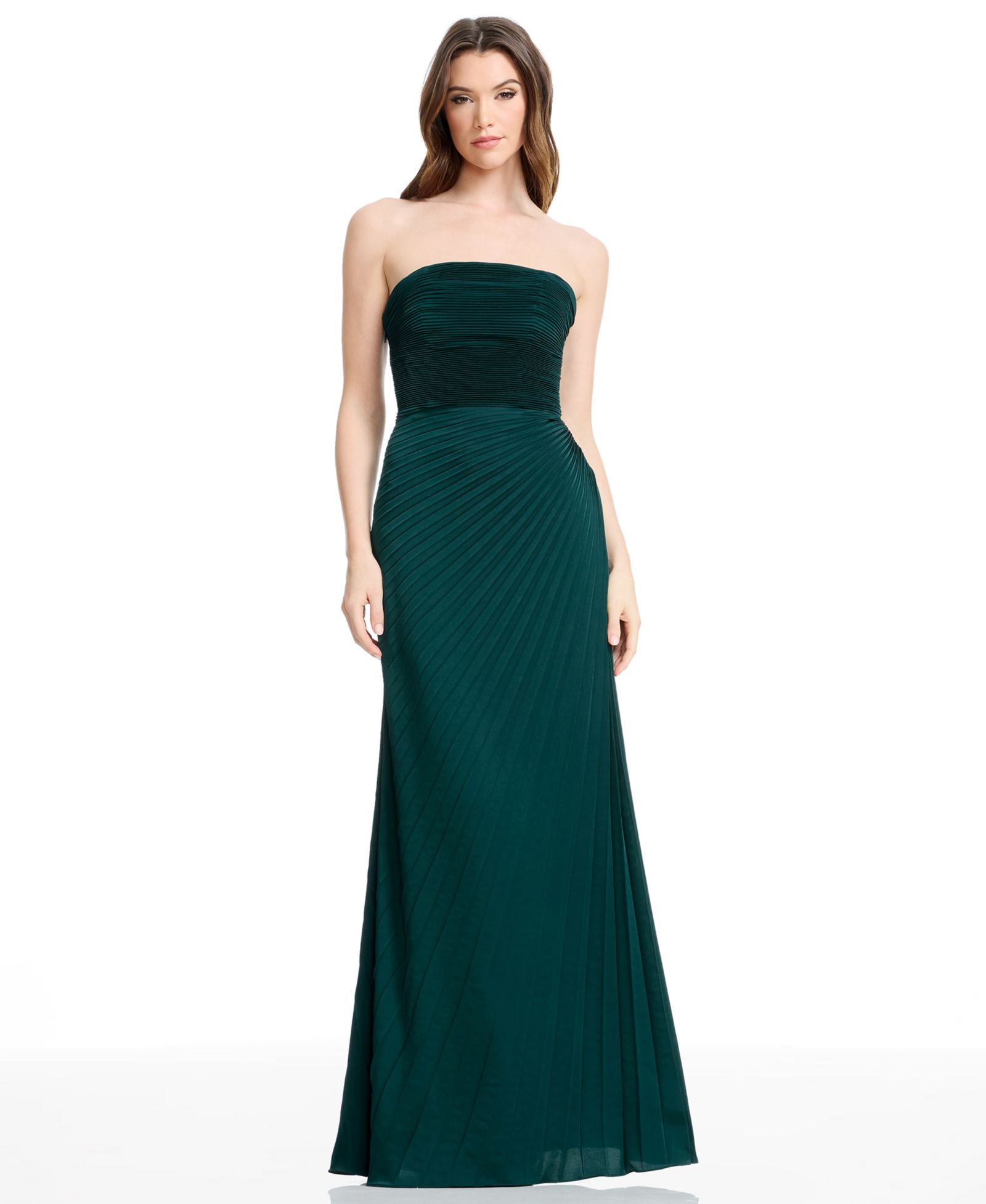 Dress the Population Women's Kinley Strapless Pleated A-Line Ball Gown