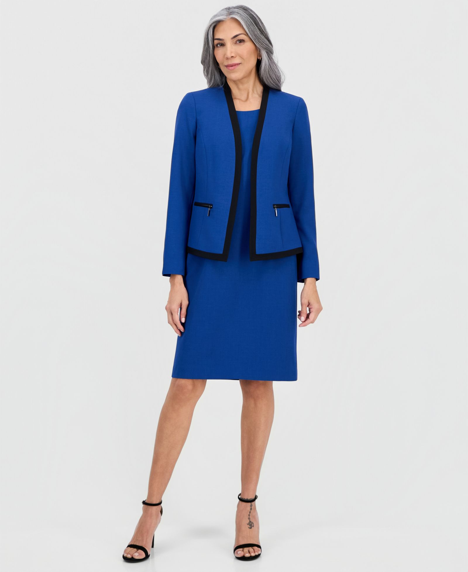 Le Suit Women's Collarless Open-Front Ponte Jacket & 2 Piece Dress Suit, Regular & Petites