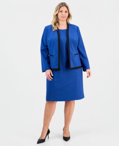 Le Suit Plus Size Collarless Open-Front Ponte Jacket & 2 Piece Dress Suit