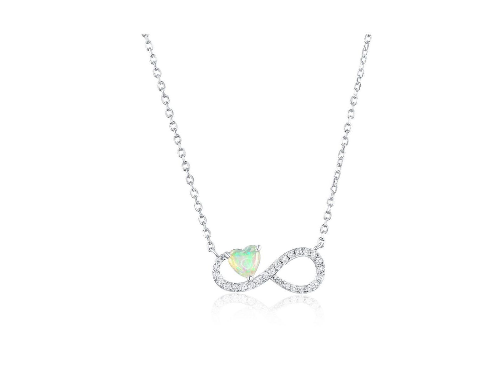 Ожерелье Sterling Opal Heart CZ Infinity