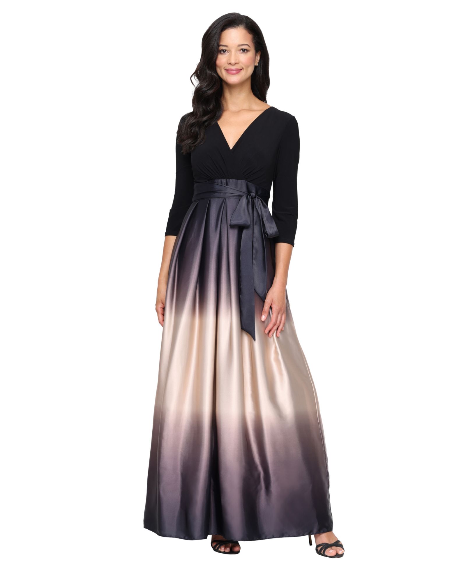 Женское длинное платье SL Fashions с V-образным вырезом