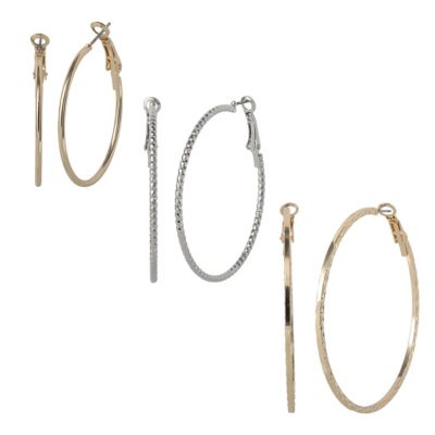 Набор сережек-колец Jessica Simpson Mixed Metal Gold и Silver-Tone