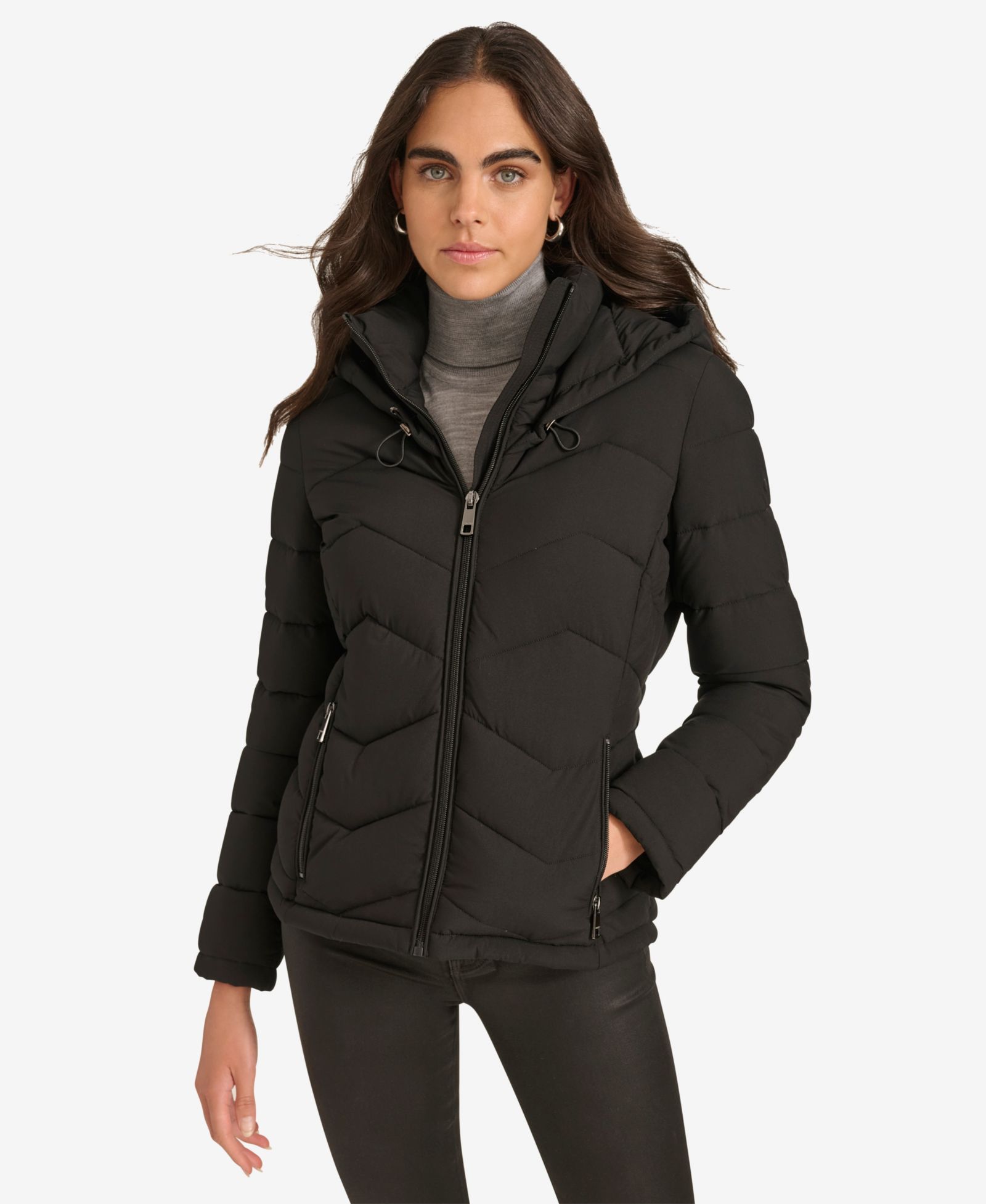 Укороченная дутая куртка Calvin Klein Women's Short Zip-Up Hooded Puffer Coat