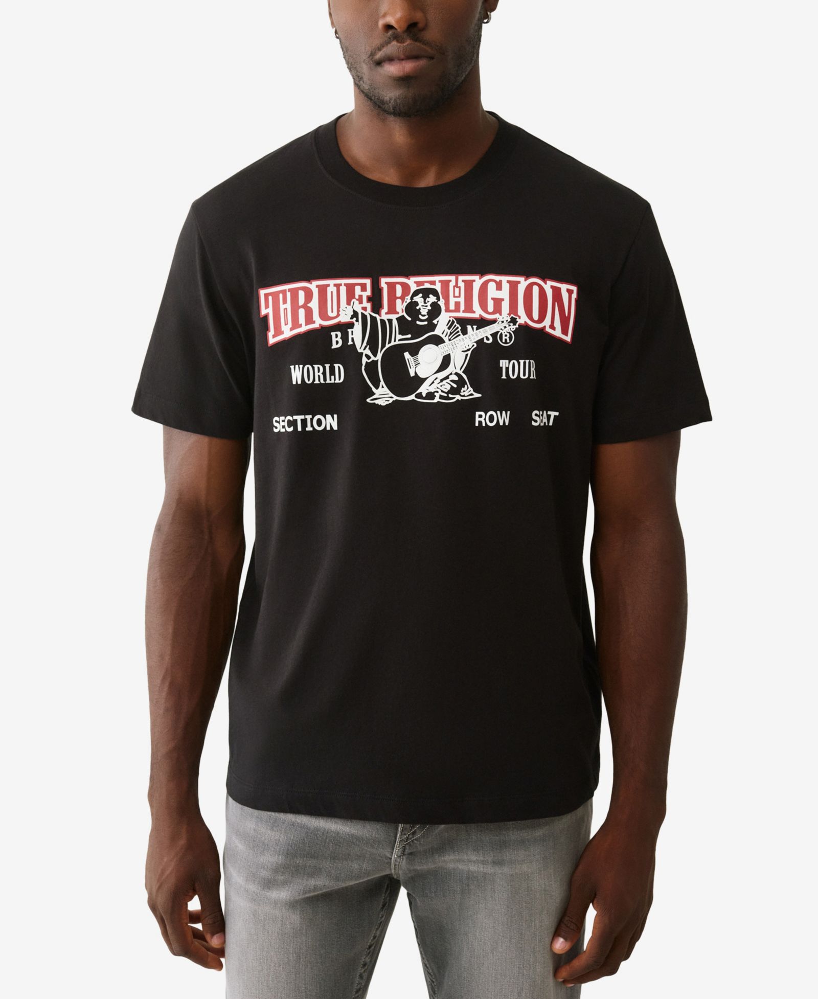 True Religion Men's World Tour Heritage Logo Crewneck T-Shirt