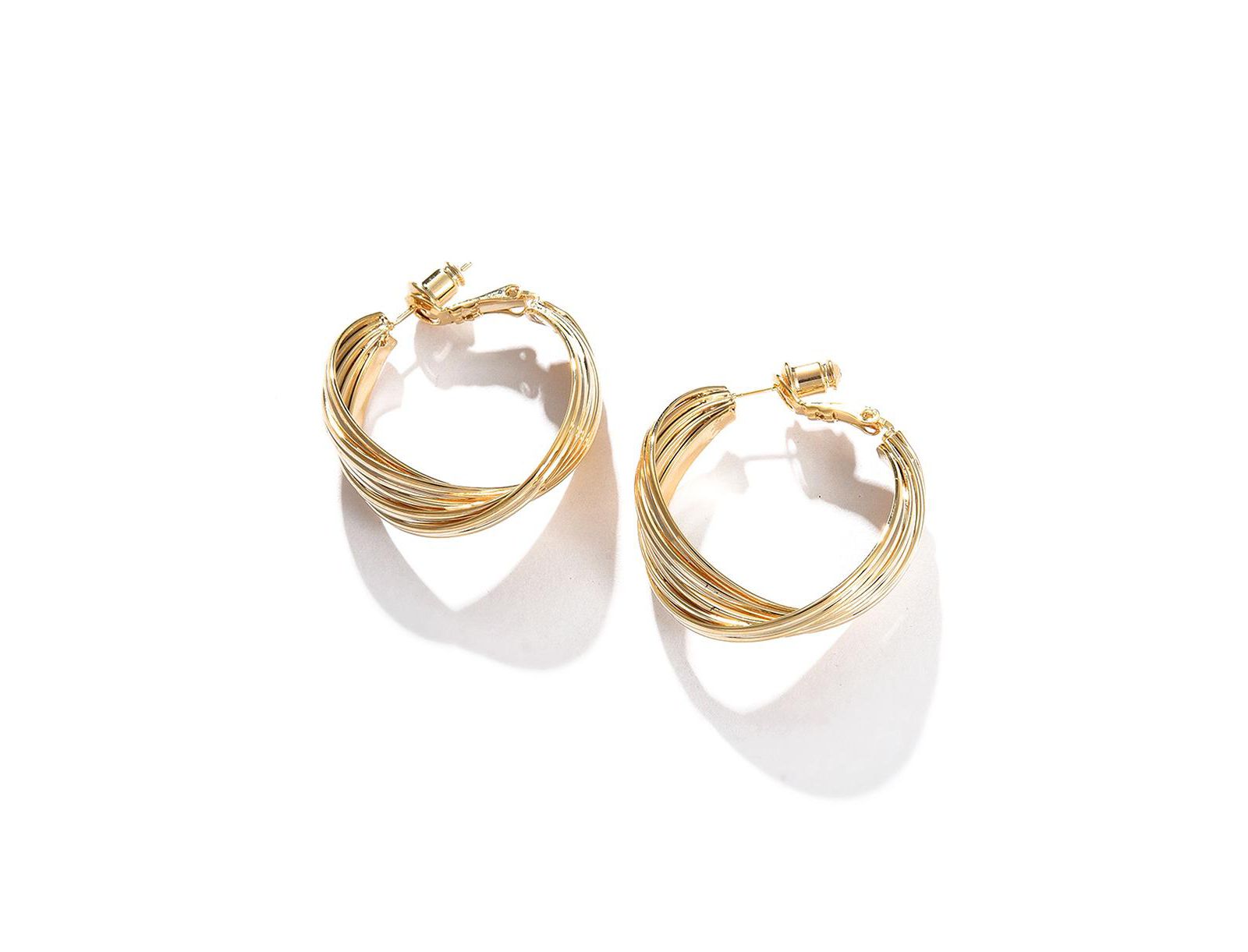SOHI Women's Gold Twisted Hoop Earrings
