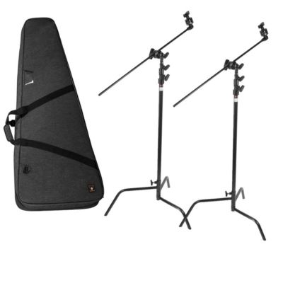 Matthews 40" C+ Stand with Sliding Leg, Grip Head and Arm, Black, 2-Pack, Bundle with Slinger L7 BigBag 2 Durable Case