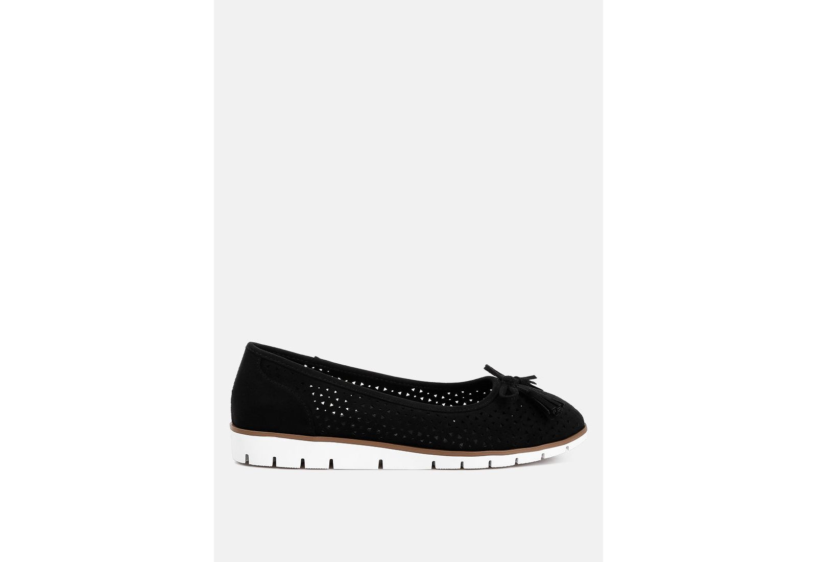 London Rag Women's Pacer Perforated Leather Ballerinas
