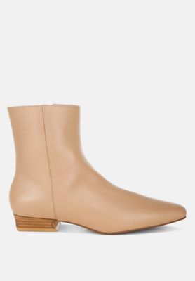 Rag and Co Womens Obita Flared Heel Genuine Leather Boots