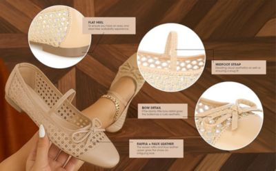 London Rag Women's Omela Woven Bow Detail Ballerinas