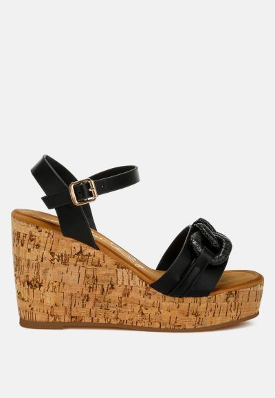London Rag Womens Emelda Chain Link Detail Wedge Sandals