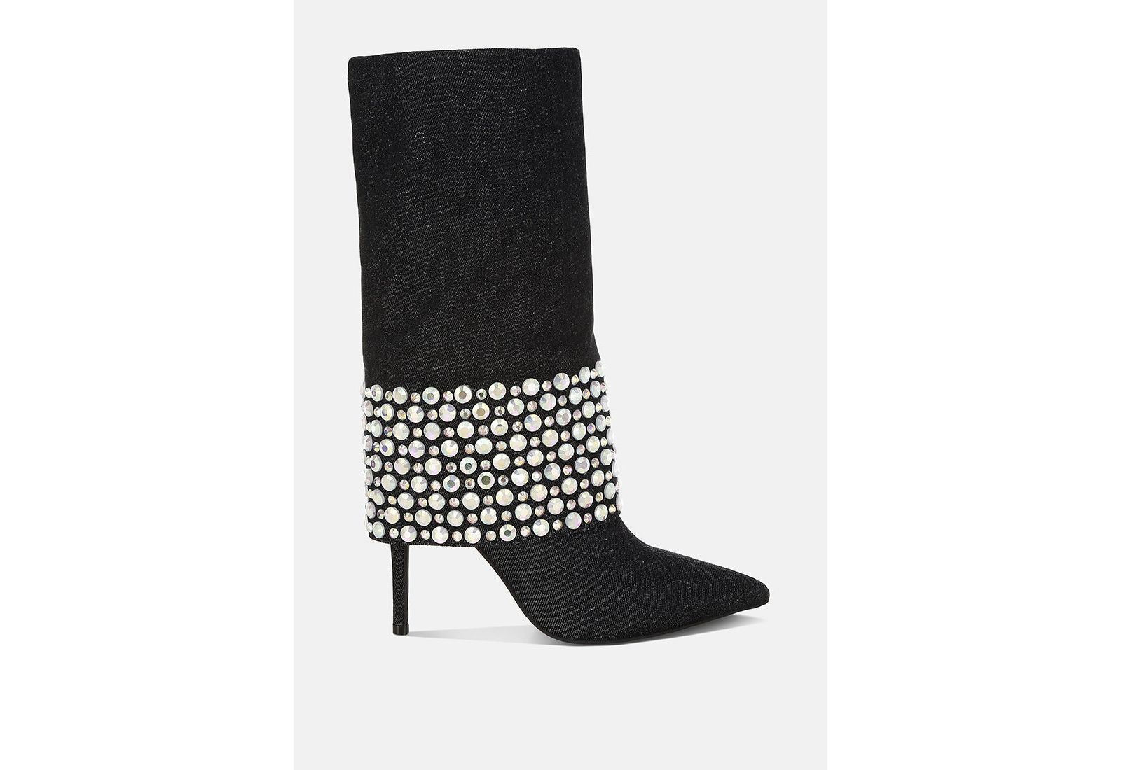 London Rag Womens BASSO Party Diamante Studded Stiletto Boots