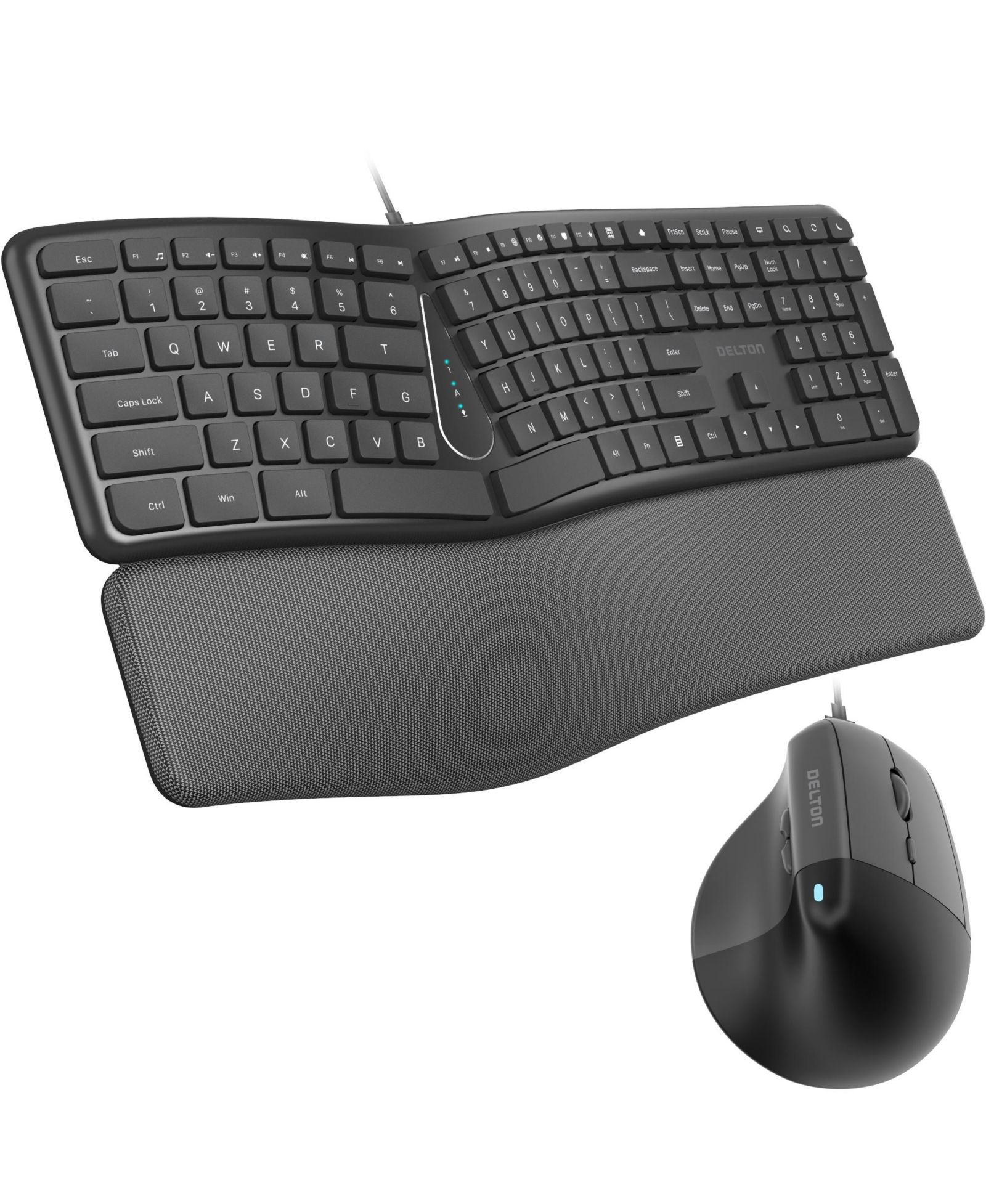 Delton KB250 and S38 Ergonomic Wired USB Keyboard and Vertical Mouse Bundle for Windows/macOS