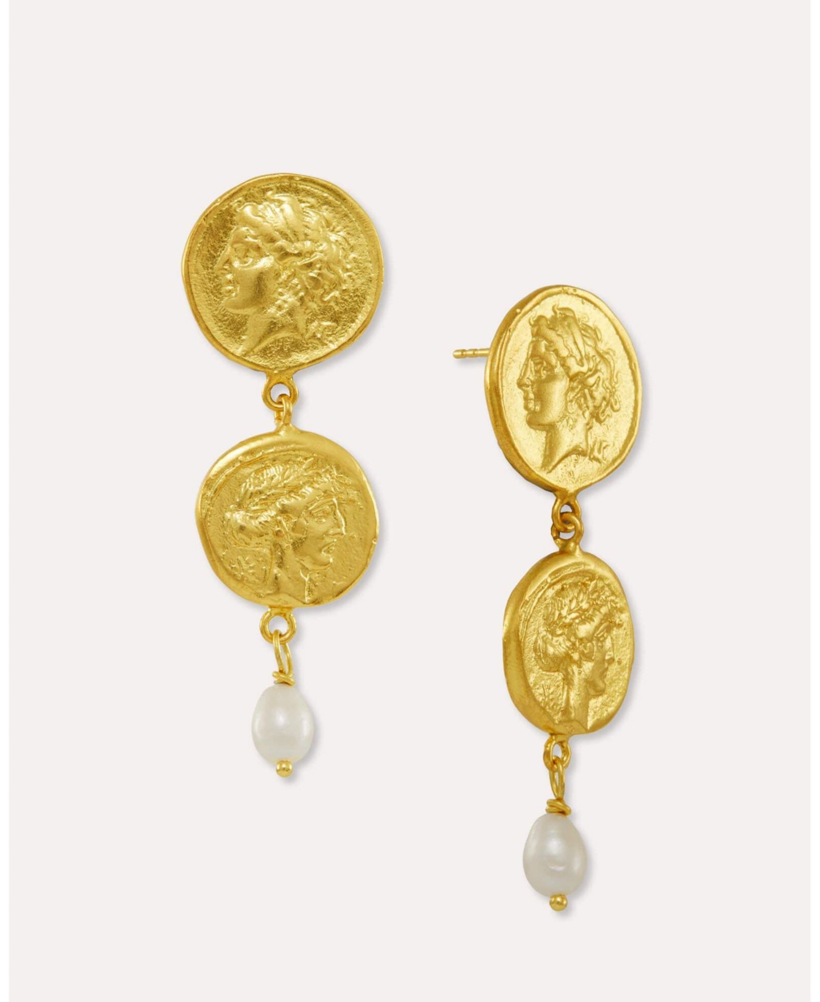 Ottoman Hands Odella and Pearl Drop Stud Earrings