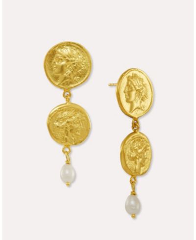 Ottoman Hands Odella and Pearl Drop Stud Earrings