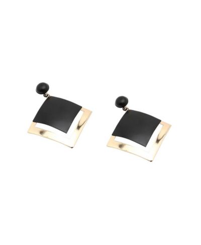 SOHI Black Contrast Drop Earrings
