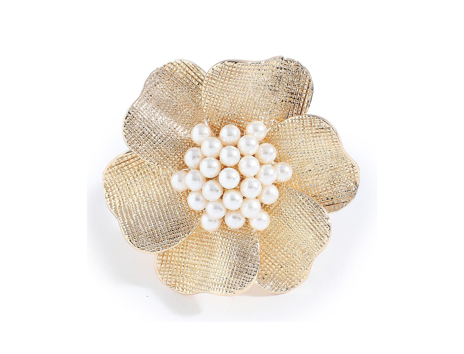 SOHI Women's Gold Metallic Flora Statement Ring