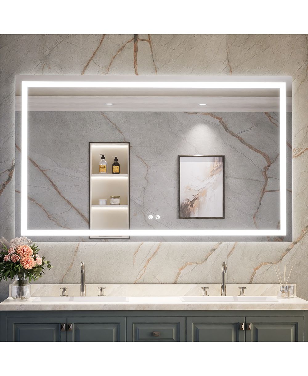Зеркало keonjinn для ванной комнаты 10 дюймов с LED-подсветкой, закаленное стекло спереди и сзади, регулируемая яркость, 3 цвета, антизапотевание, функция памяти, без рамки