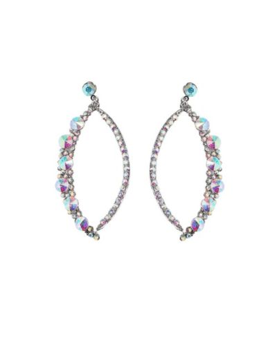 SOHI Rhinestone/Silver Crescent Drop Earrings