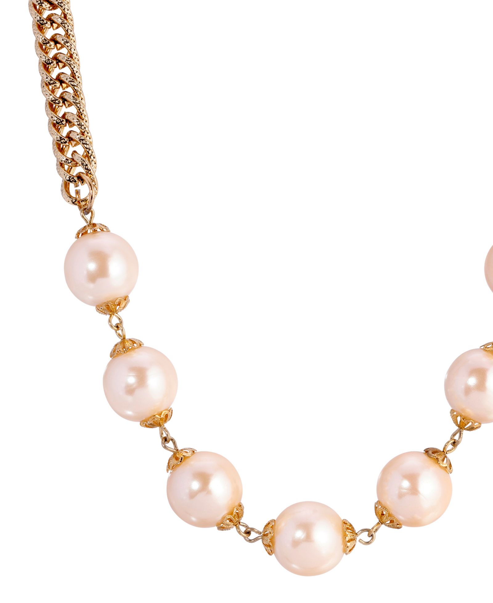 2028 Gold Tone Round Bead Necklace