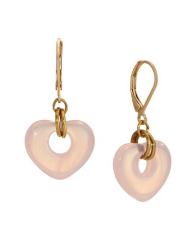 2028 Gold Tone Heart Drop Leverback Earrings