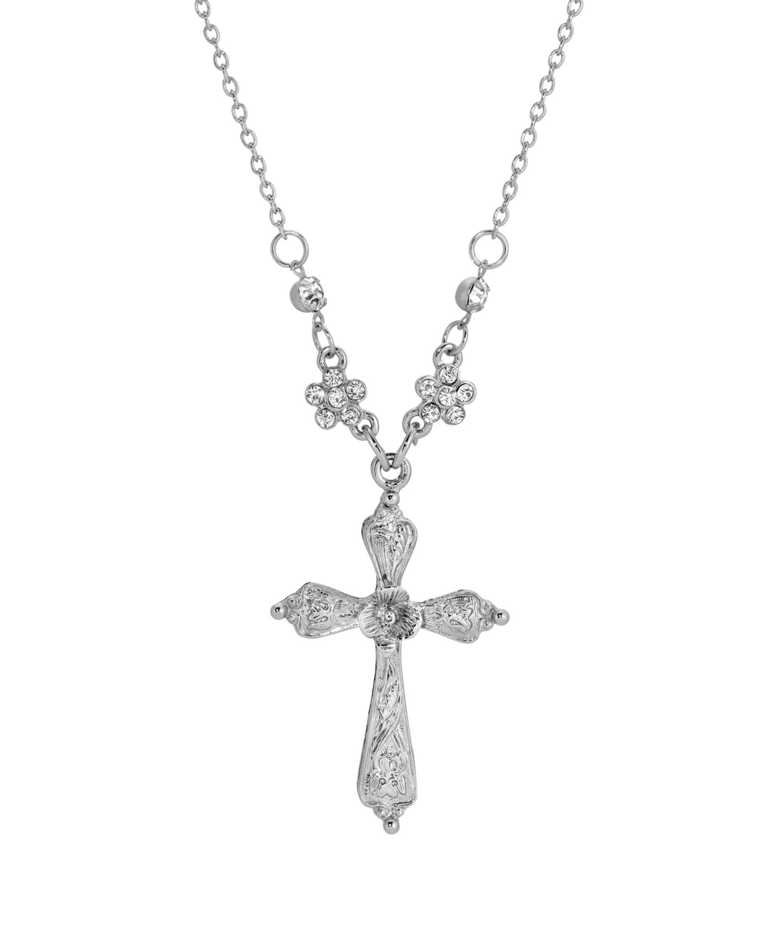 Ожерелье 2028 Silver Tone Cross Crystal