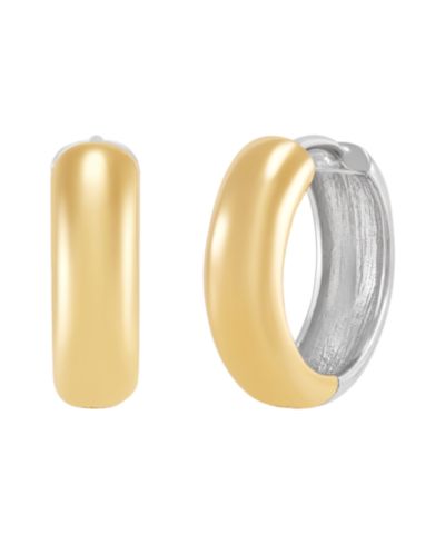 Macy's Huggies Earrings in 10k Yellow and White Gold