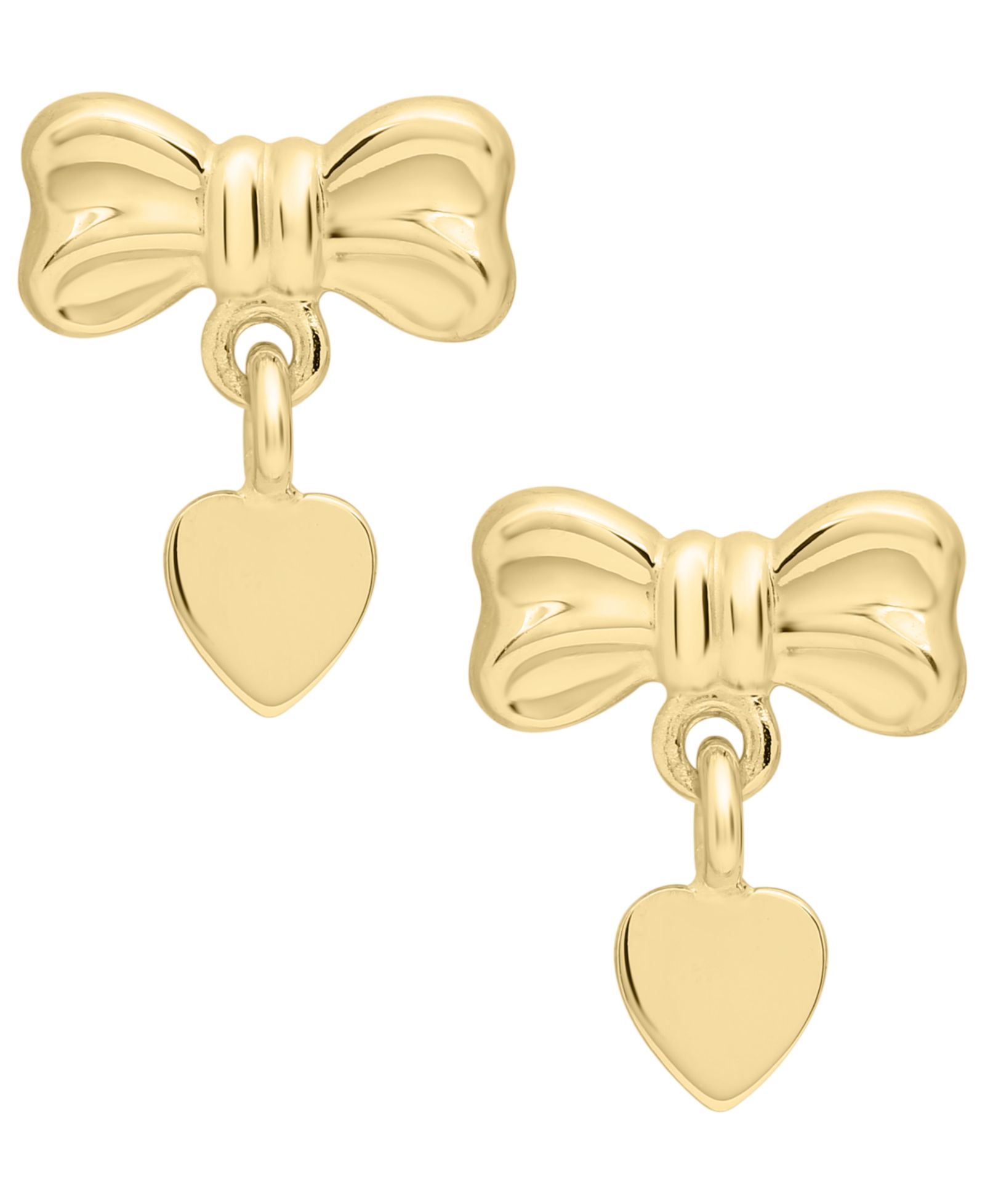 Серьги-подвески Macy's Bow Heart Drop в 14k Gold