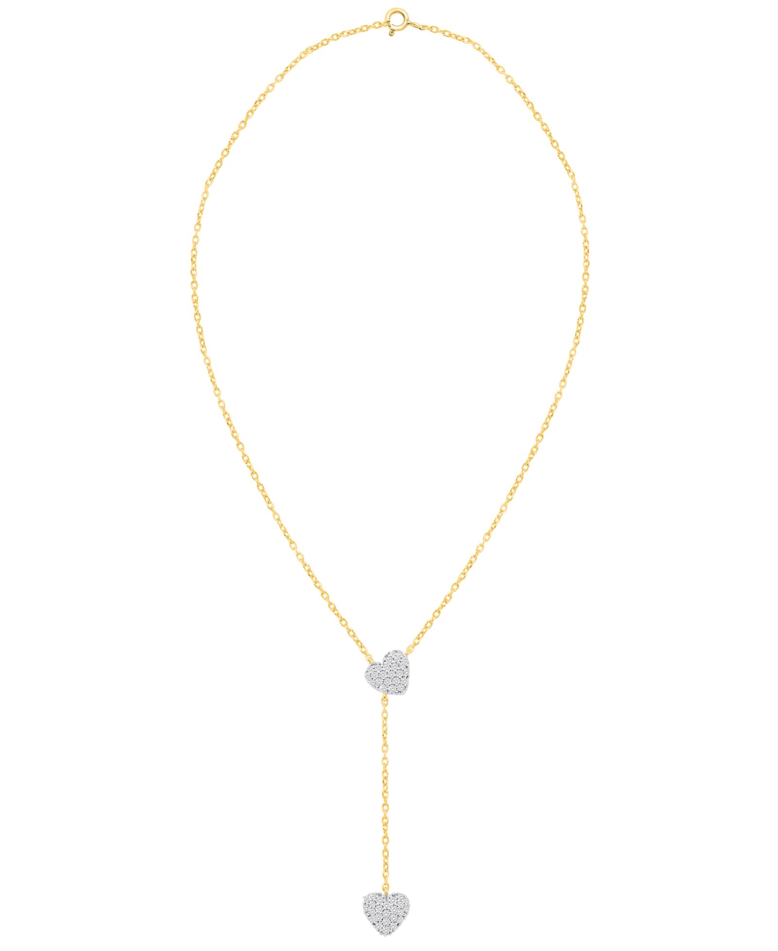 Колье Macy's White Diamond (1/4 карата суммарно) с позолотой 14 карат на основе стерлингового серебра