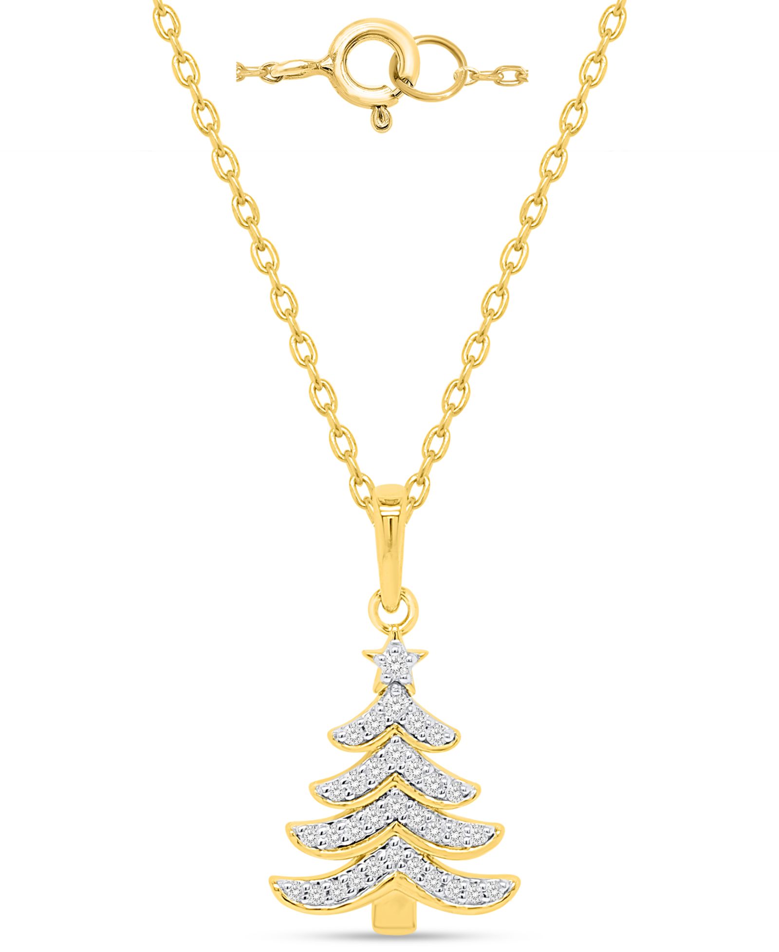 Macy's подвеска с бриллиантом (1/8 ct. t.w.) из позолоченного стерлингового серебра и белого родия