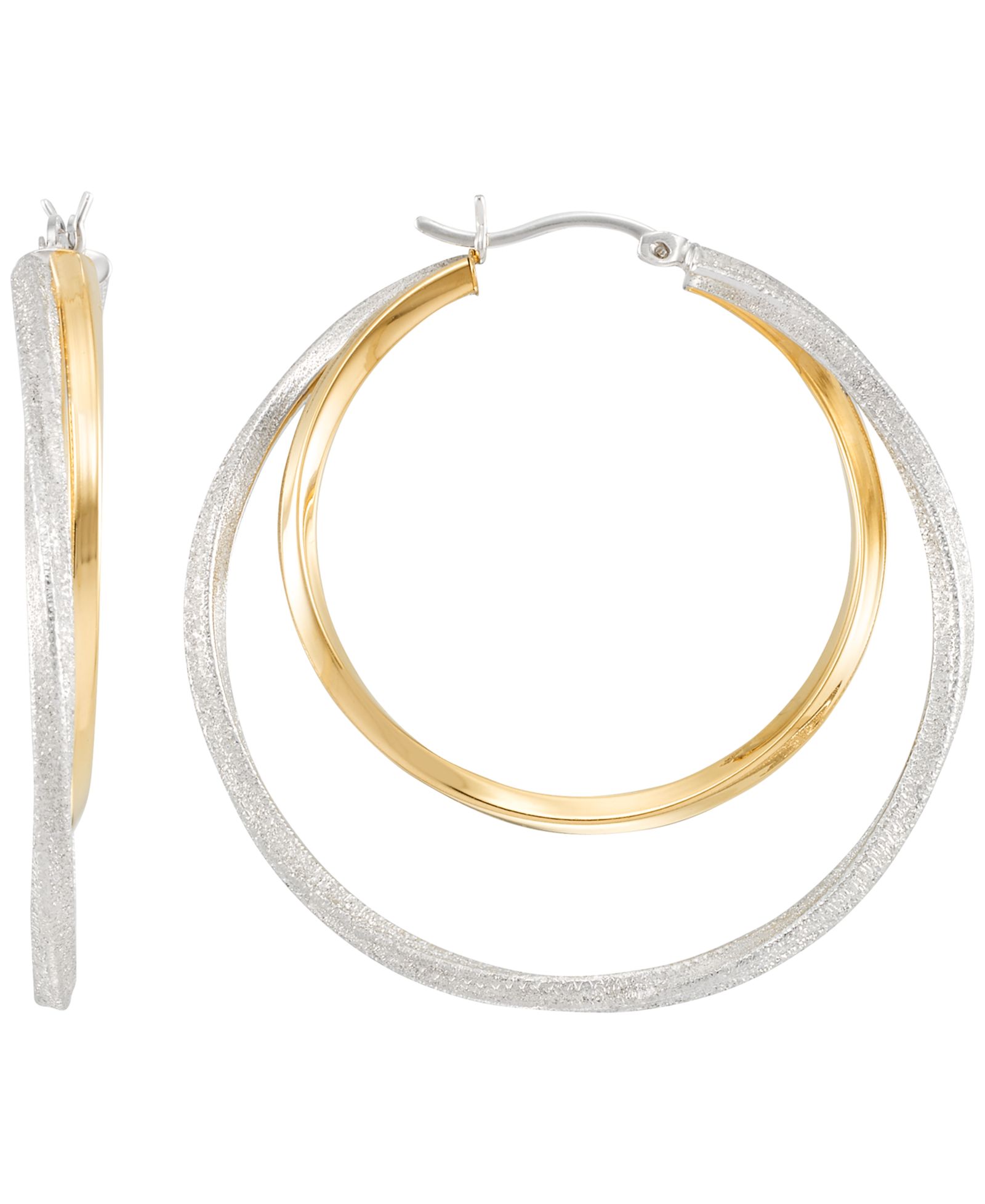 Macy's Двухцветные серьги-кольца Twisted Double Hoop